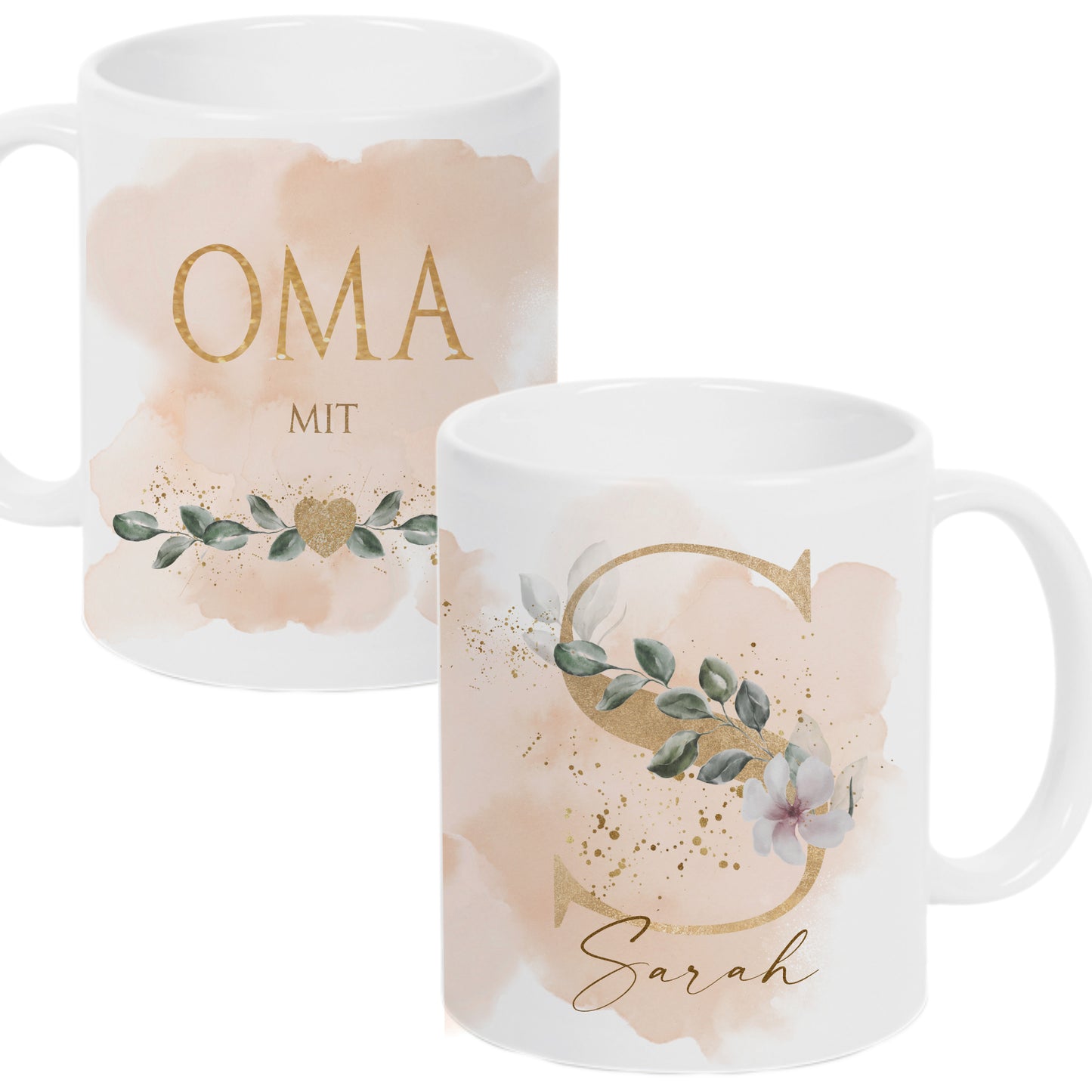 Tasse Oma mit Herz Namen und Buchstaben