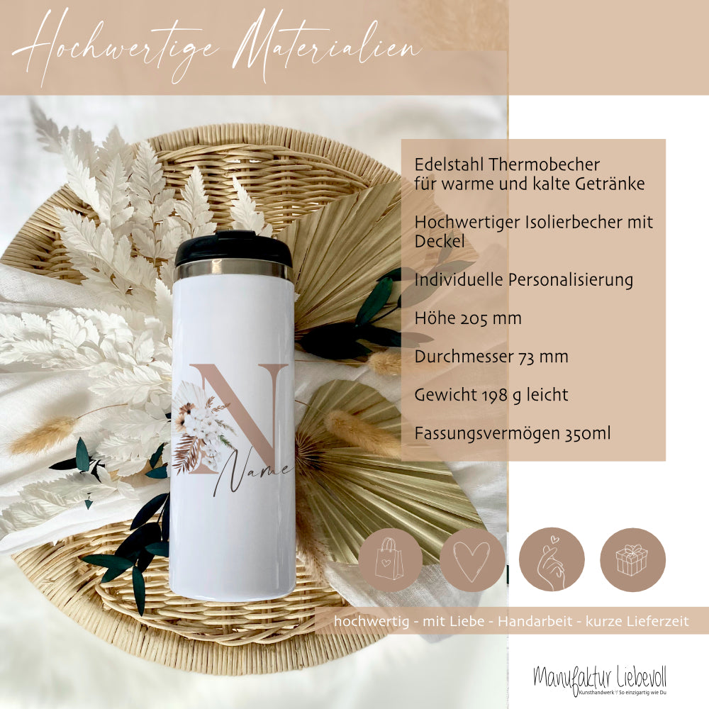 Thermobecher Boho mit Namen und Buchstaben