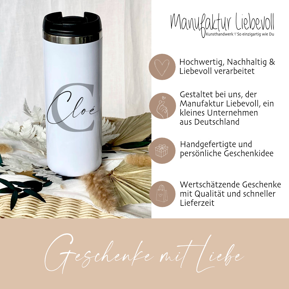 Personalisierter Thermobecher mit Namen und Buchstaben