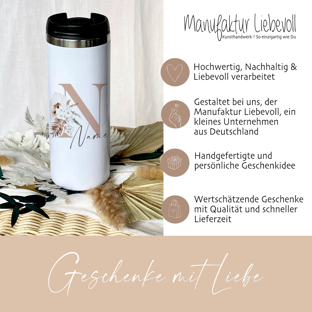 Thermobecher Boho mit Namen und Buchstaben