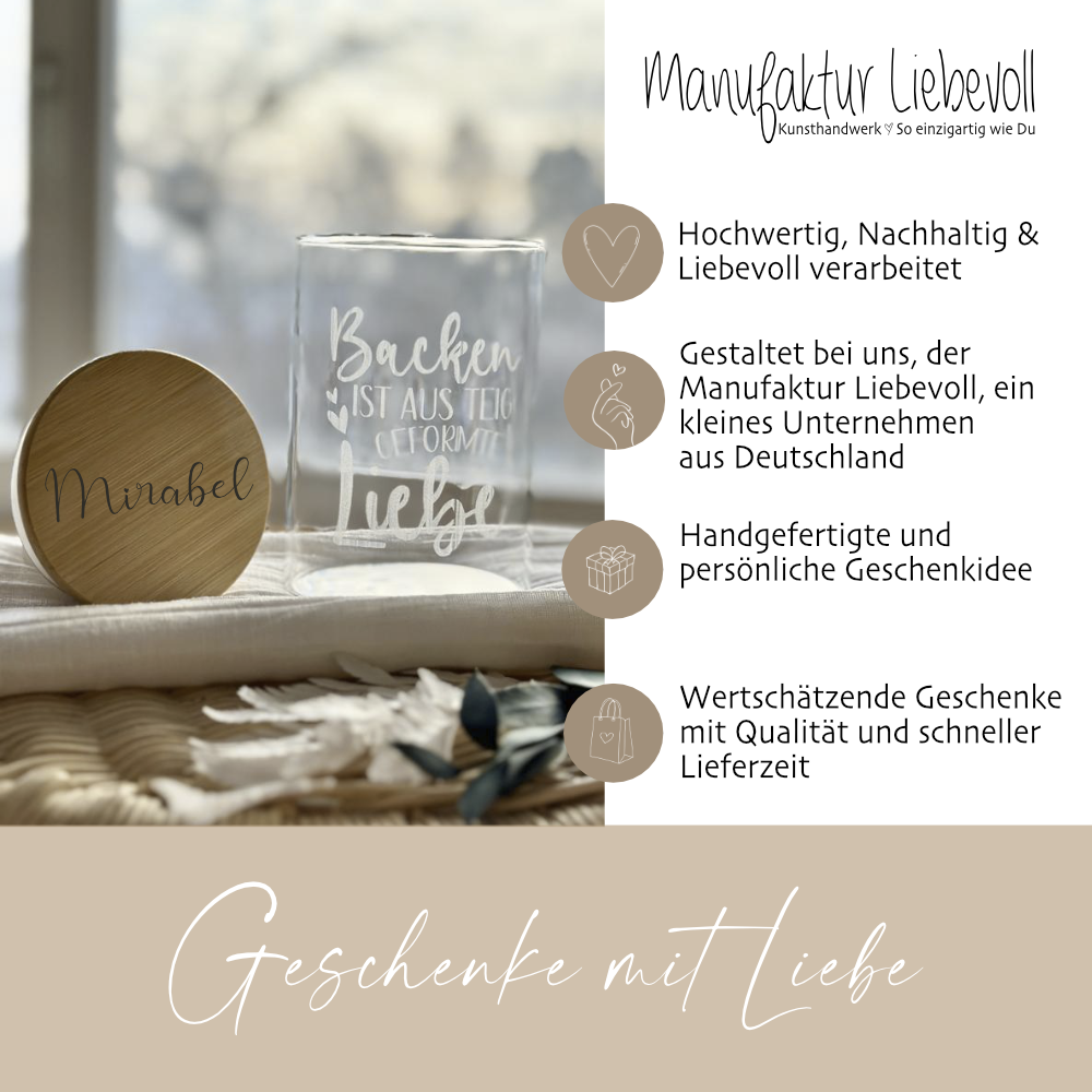 Keksglas mit Gravur, Personalisiertes Geschenk im Glas, Vorratsglas mit dem Namen