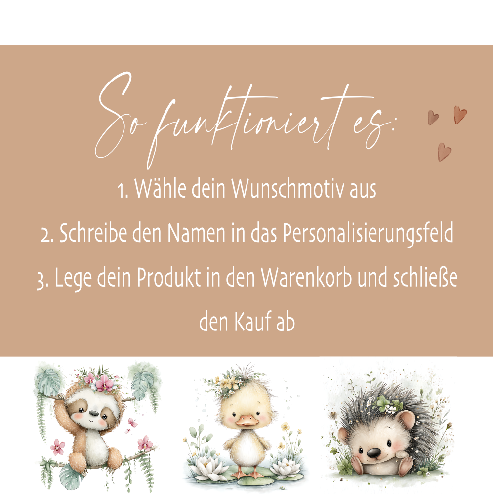 Personalisierter Zahnputzbecher für Kinder mit Namen | Keramik Trinkbecher & Zahnbürstenhalter | Geschenk für Kindergarten, Schule & Geburtstag | Motive: Faultier, Igel, Ente, Otter, Küken