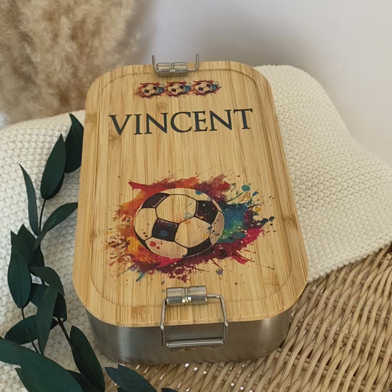 Fußball Lunchbox mit Namen als Geschenk für Kinder Kita Schule