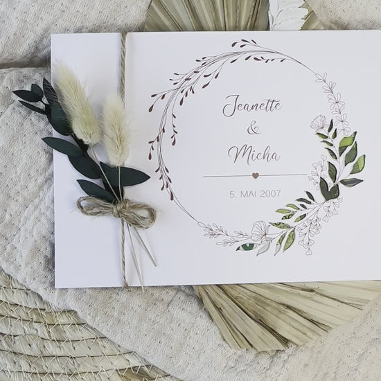 Hochzeitskarte als Geldgeschenkidee zur Trauung mit Namen und Datum