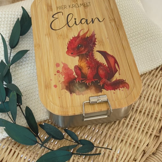 Lunchbox Drache mit Namen als Geschenk für Kinder