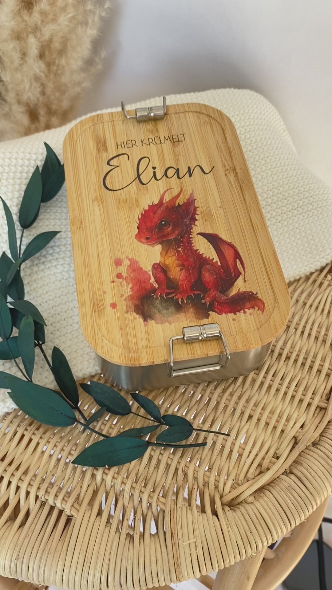 Lunchbox Drache mit Namen als Geschenk für Kinder