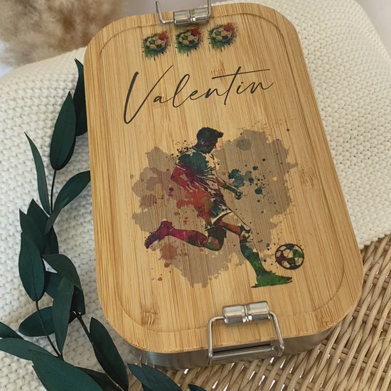 Fußball Lunchbox für Jungen mit Namen als Geschenk für Kita und Schule