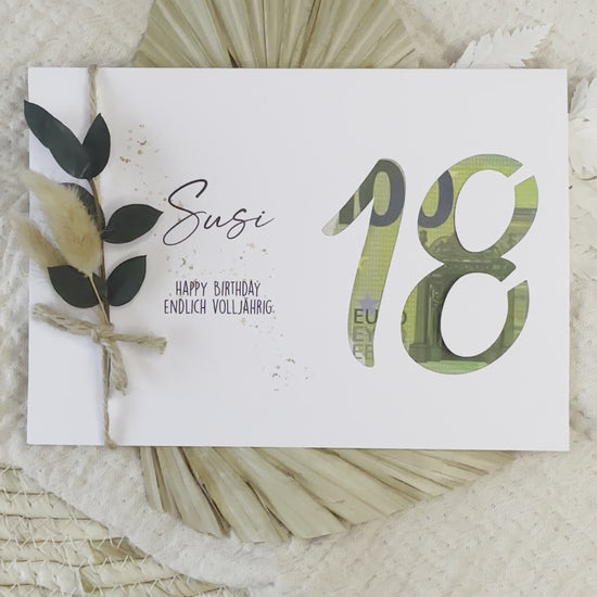 Geld Geschenk Karte 18. Geburtstag mit Namen