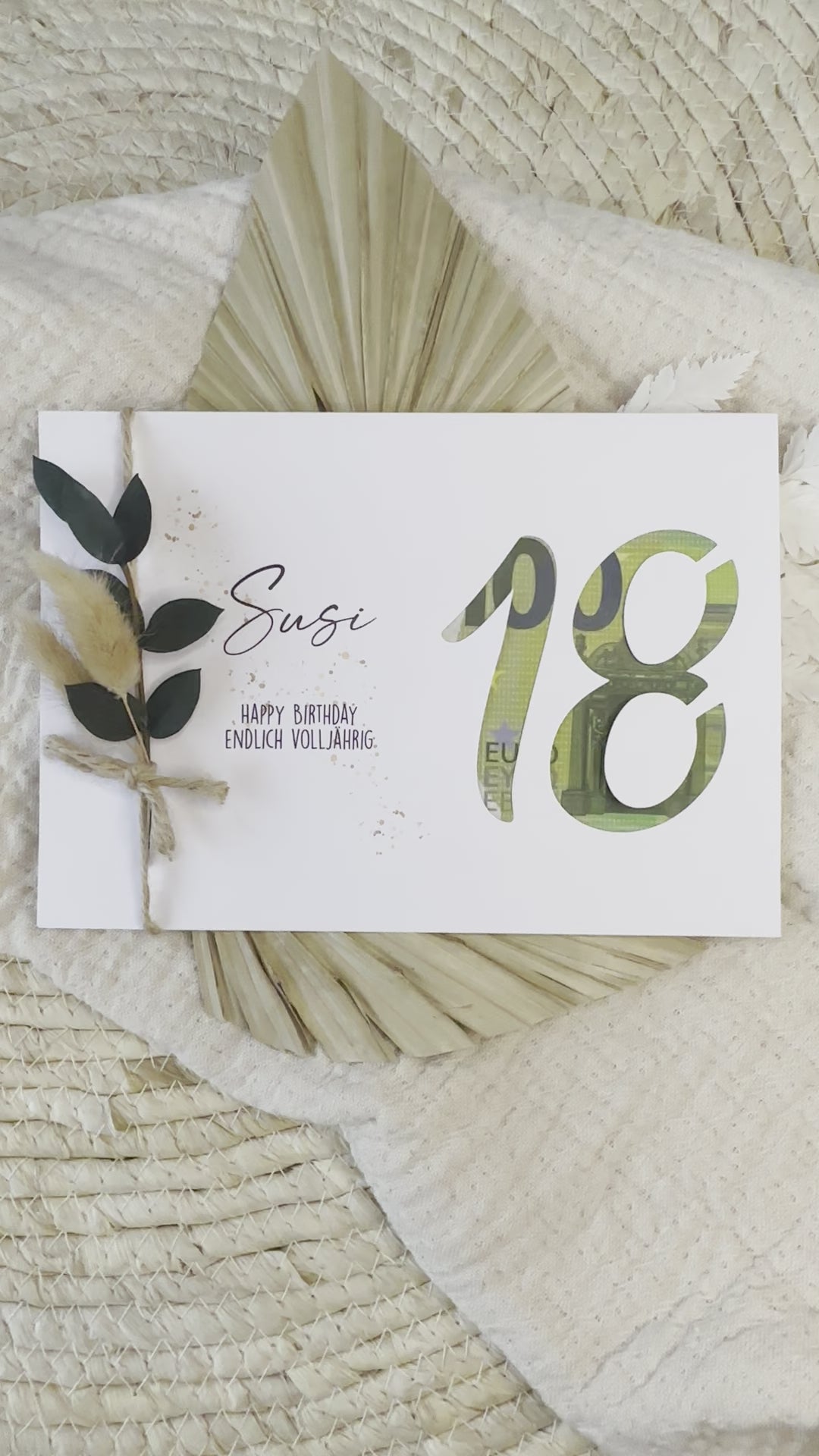 Geld Geschenk Karte 18. Geburtstag mit Namen