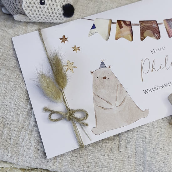 Geld Geschenk Karte zur Geburt Taufe  mit Namen 