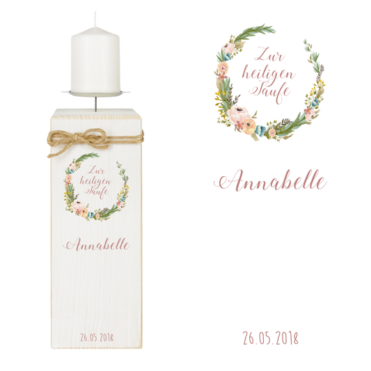 Besonderes und nachhaltiges Taufgeschenk | Einzigartiger personalisierter Kerzenständer aus Holz | Liebevolle Geschenkidee für die ewige Erinnerung