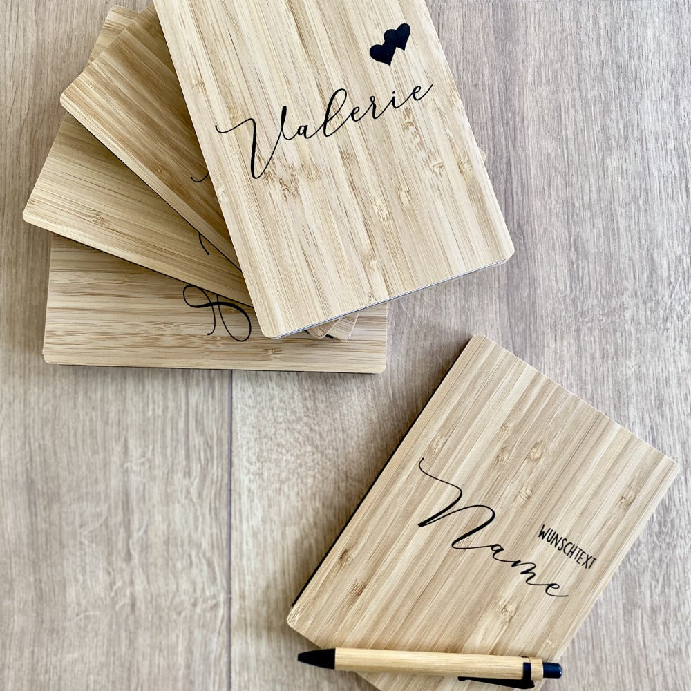 Notizbücher als persönliche Geschenkidee mit Namen und Wunschtext