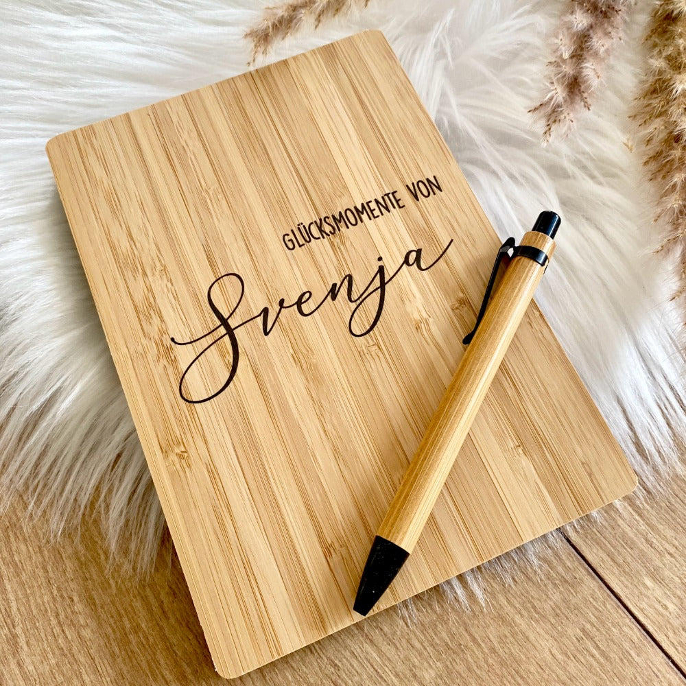 Tagebuch personalisiert Geschenkidee mit Stift