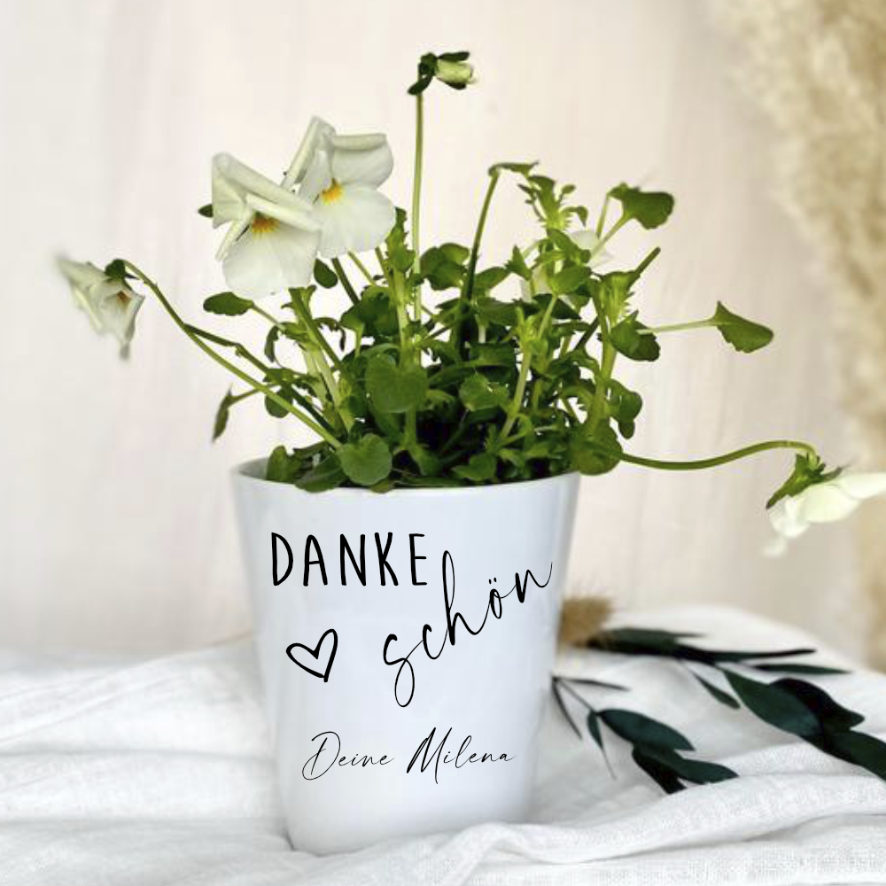 Dankeschön Geschenkidee vom Kind Blumentopf mit Namen