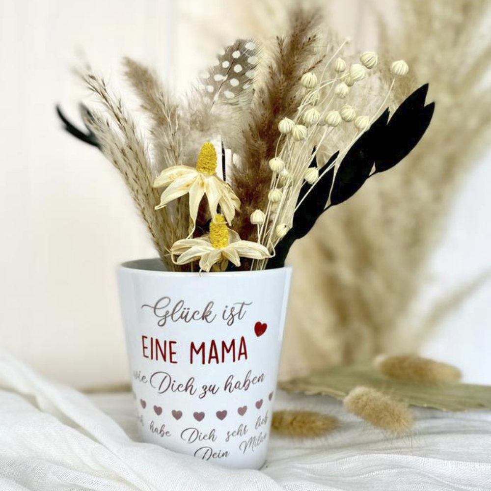 Blumentopf Glück ist eine Mama Geschenk mit Namen