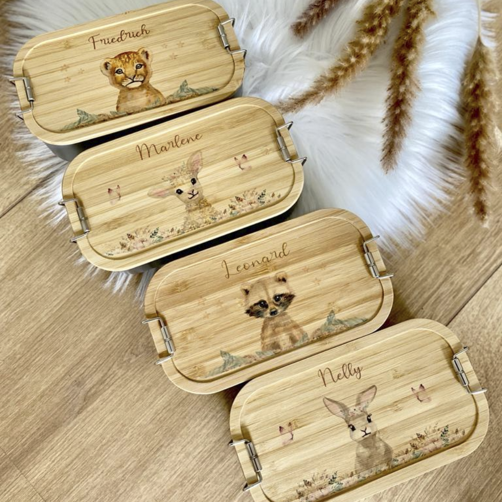 Brotdosen für Kinder mit Namen und Tiermotiven