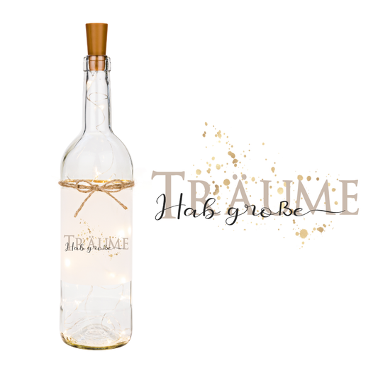 Flaschenlicht "Hab große Träume" | Perfekte Geschenkidee für Teenager | Tolles Geldgeschenk mit schöner Botschaft | 6 Motivvarianten zur Auswahl