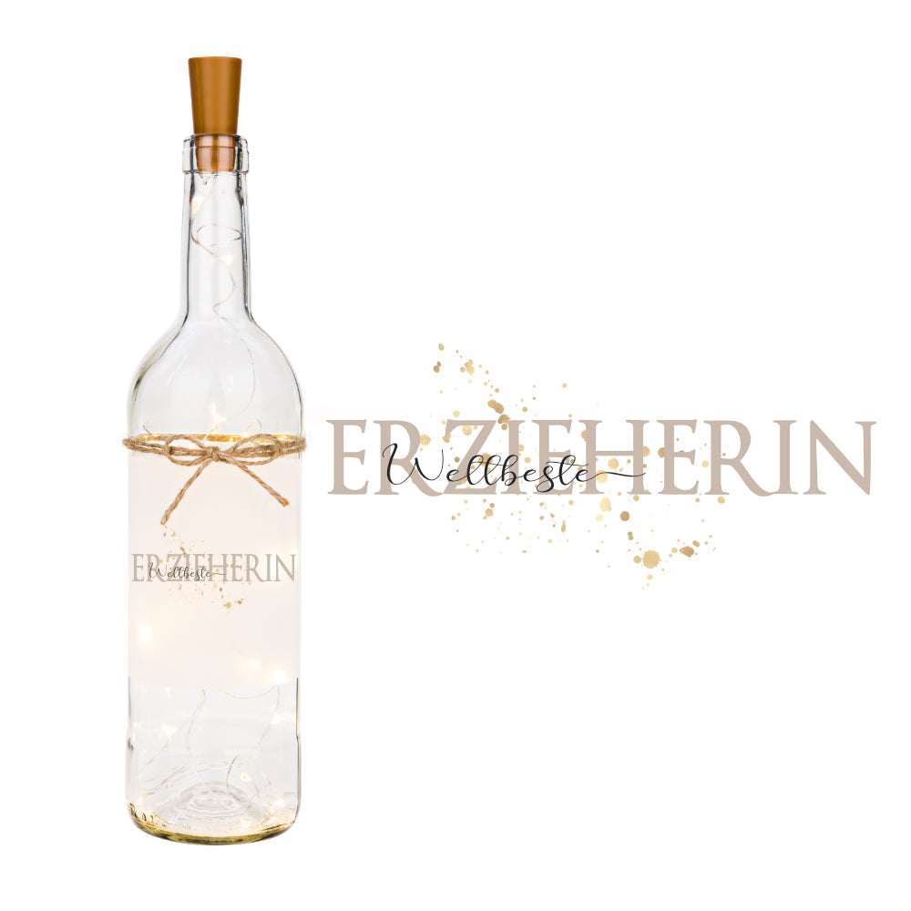 Flaschenlicht mit LED Beleuchtung "Weltbeste Kollegin" | Geschenk für die Arbeitskollegin | 5 Motivvarianten zur Auswahl