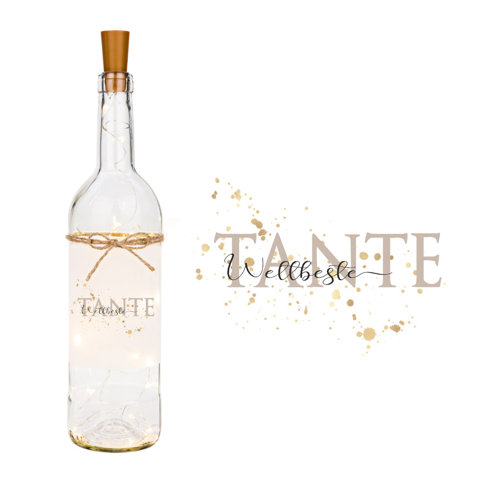 Flaschenlicht "Weltbeste Patentante" | Geschenkidee für die Lieblingstante | 5 Motivvarianten zur Auswahl