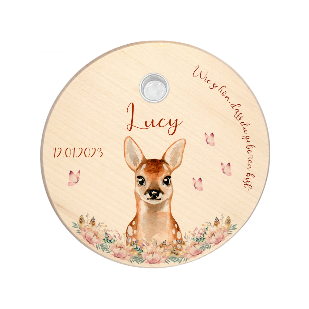 Geburtstagsteller "Hase" für Kinder | Personalisierter Kerzenteller aus Holz für Mädchen und Jungen + Kerze | Geschenkidee zum Geburt, Taufe, Kindergeburtstag | weitere Motive zur Auswahl