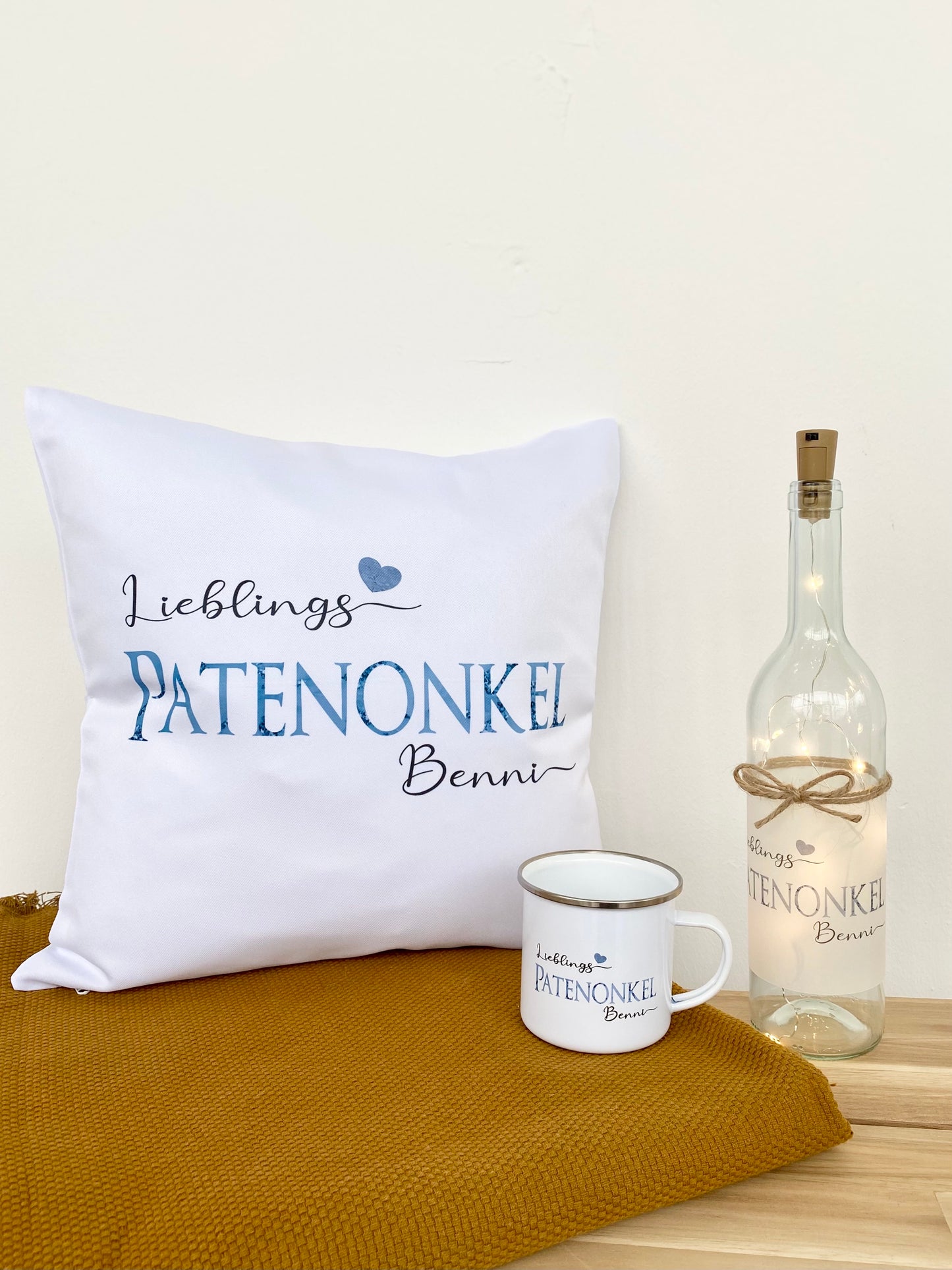 Kissen für den Patenonkel | Personalisiertes Geschenk mit Namen | 3 Produktvarianten zur Auswahl