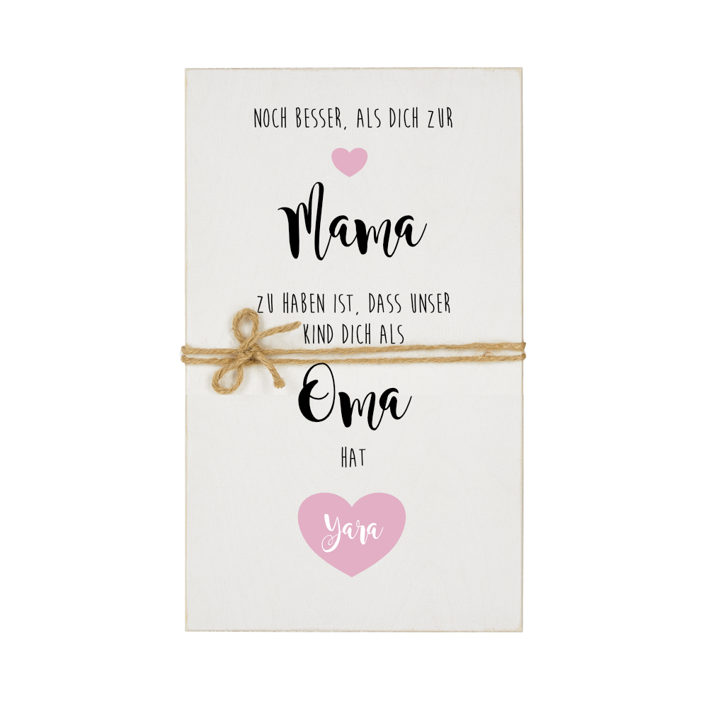 Persönliches Geschenk für die Mama und Oma aus Holz  | Bild mit Spruch und Namen personalisiert | 4 Motivvarianten zur Auswahl