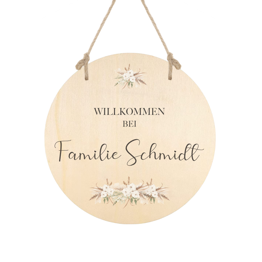 Türschild mit Familiennamen für Haustür