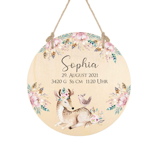 Personalisierte Geburtstafel zur Geburt und Taufe für Mädchen | Besonderes Holzgeschenk zur Geburt u. Taufe | Schöne Deko für das Babyzimmer | 4 Varianten zur Auswahl