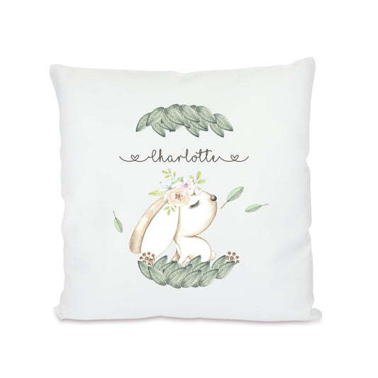 Personalisiertes Kinderkissen "Hase" mit dem Namen des Mädchens | Liebevolle Geschenkidee für Kinder | 4 Motivvarianten zur Auswahl