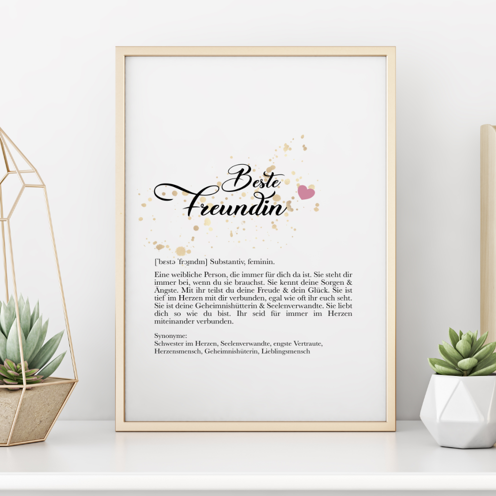 Geschenk für die beste Freundin. Poster zum Download. Last Minute Geschenk. Freundschaft.