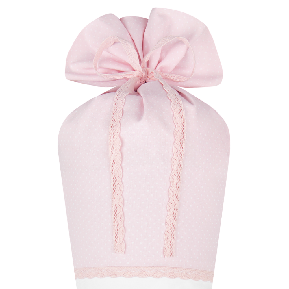 Schultüte aus rosa Stoff für Mädchen | Personalisierte Stoffschultüte mit einem Herz | Optional mit Füllkissen und Spitzenschutz