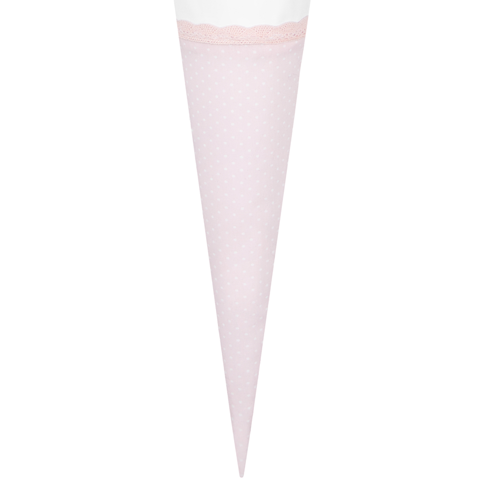 Schultüte "Hase" in Rosa mit weißen Punkten für Mädchen mit Namen | Optional mit Füllkissen und Spitzenschutz