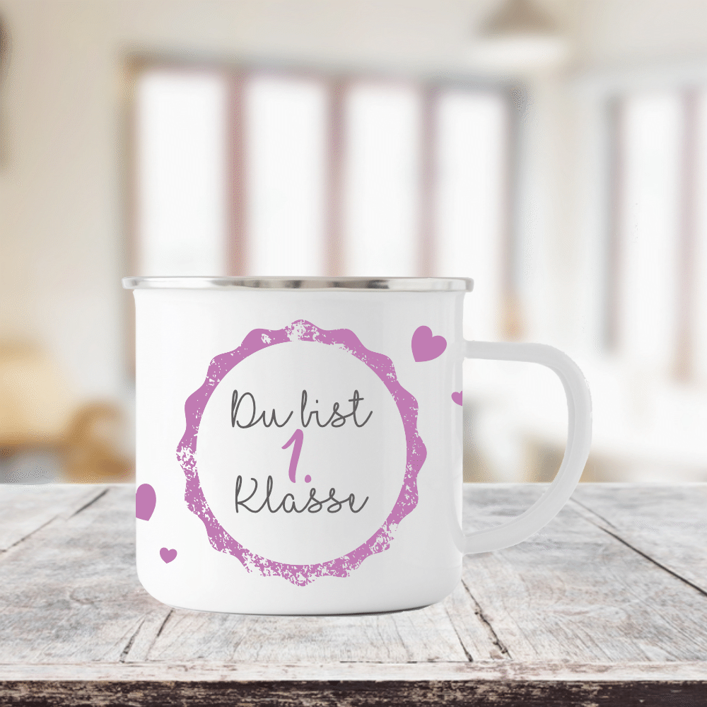 Tasse "Du bist 1. Klasse" zur Einschulung | Geschenk zum Schulbeginn für Jungen u. Mädchen | Kreative Geschenkidee zum Schulstart | 2 Farbvarianten zur Auswahl