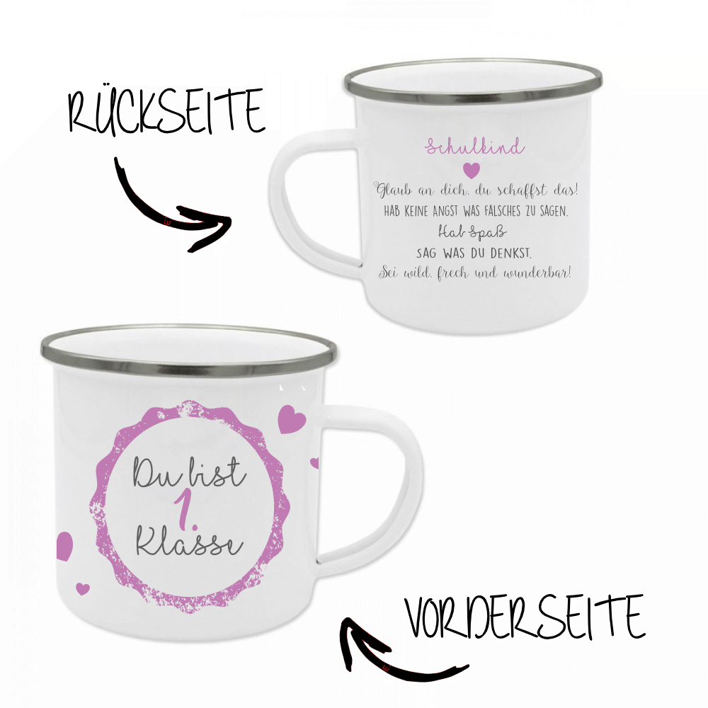 Tasse "Du bist 1. Klasse" zum Schulbeginn | Geschenkidee zur Einschulung für Mädchen u. Jungen | Originelle Geschenkidee mit DIY Ideen zum Schulbeginn | 2 Farbvarianten zur Auswahl