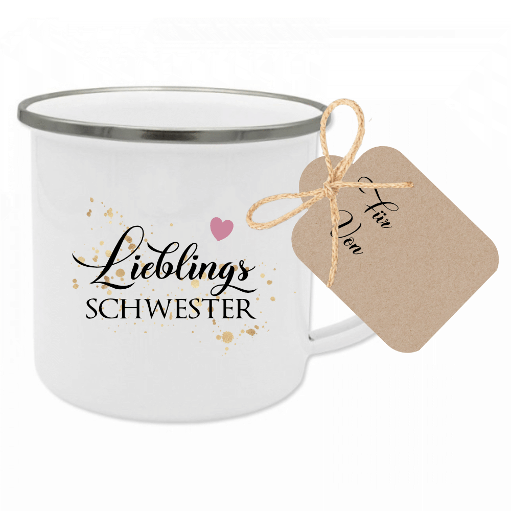 Liebenswerte Geschenkidee für die Ehefrau | Schöne Tasse aus Emaille mit Motiv "Weltbeste Ehefrau" | 12 Motivvarianten zur Auswahl