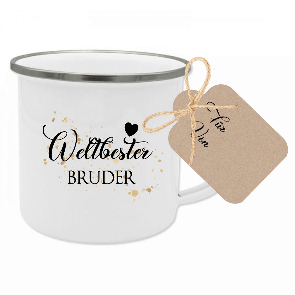 Liebenswerte Geschenkidee für die Ehefrau | Schöne Tasse aus Emaille mit Motiv "Weltbeste Ehefrau" | 12 Motivvarianten zur Auswahl