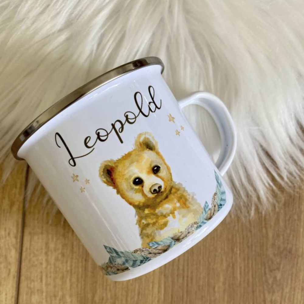 Kindertasse Bär mit Namen als Geschenk für Mädchen und Jungen