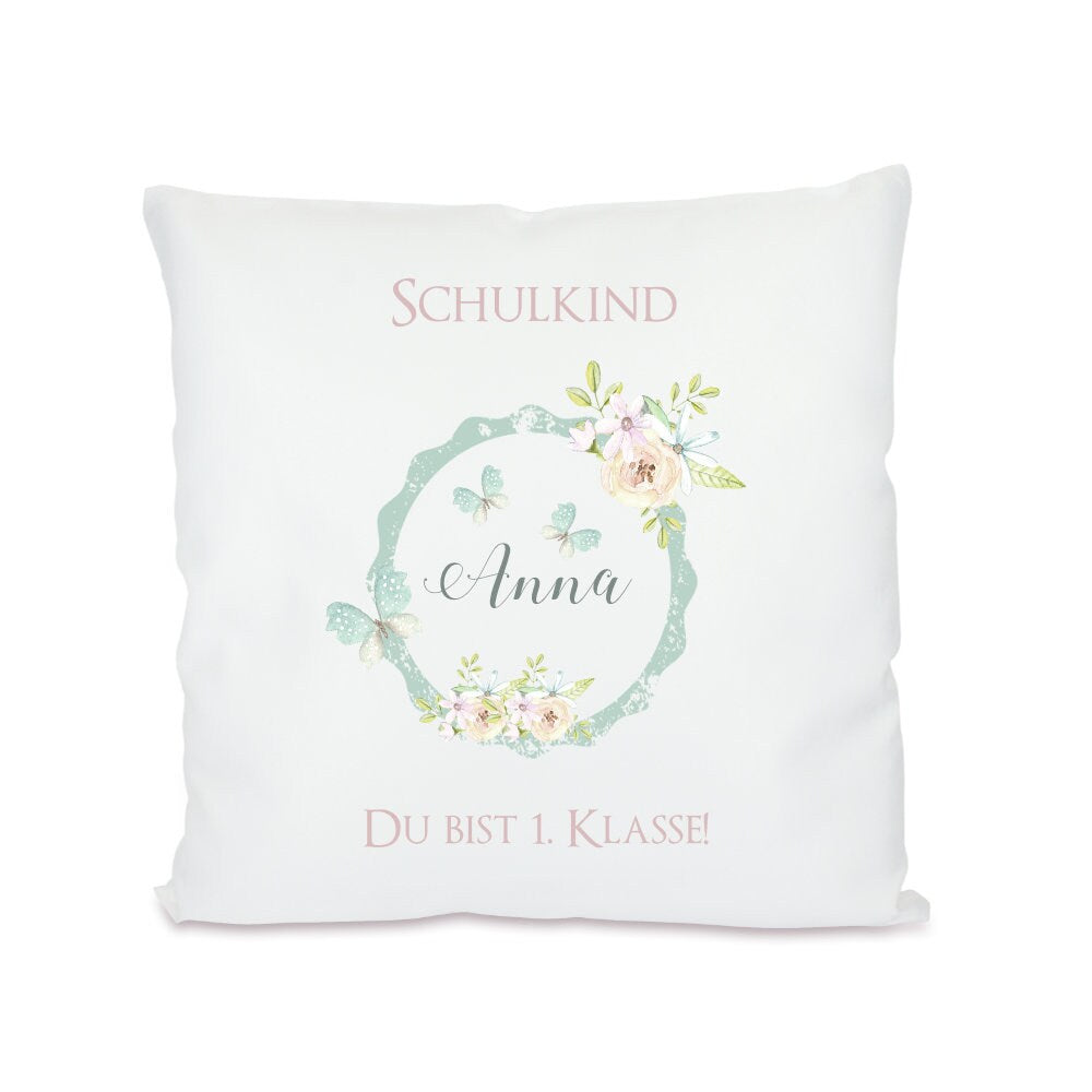 Kissen zur Einschulung mit Namen | Personalisiertes Geschenk zum Schulstart | Kissengeschenk “Du bist 1. Klasse!"