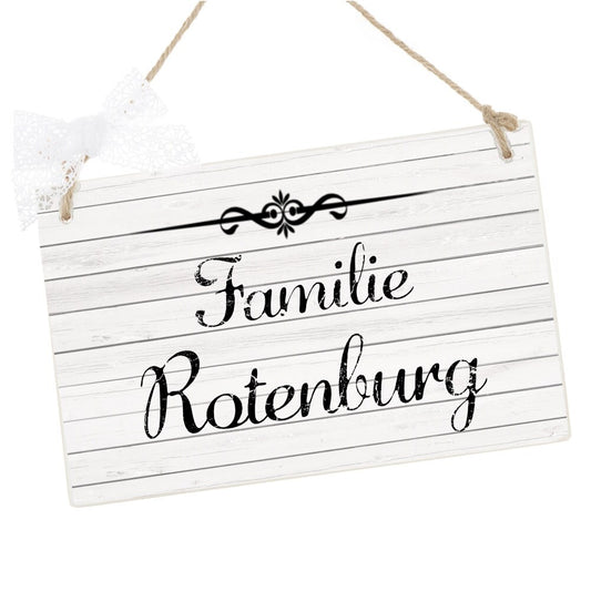 Vintage Türschild aus Holz | Familienschild für die Haustür | Personalisiert mit dem Namen der Familie | 2 Größen zur Auswahl
