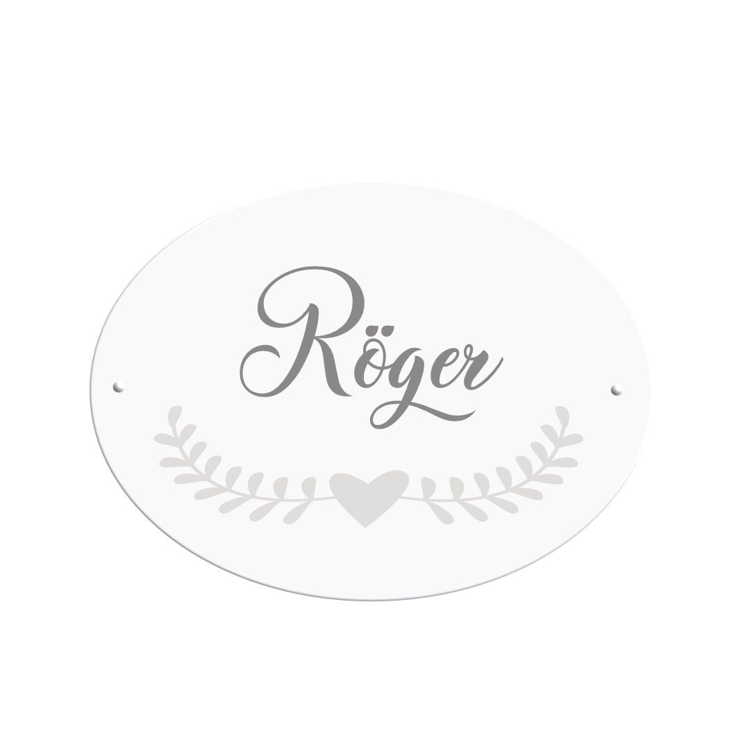 Ovales Türschild | personalisiert mit den Namen des Paares | Geschenkidee zur Hochzeit | 6 Motivvarianten zur Auswahl