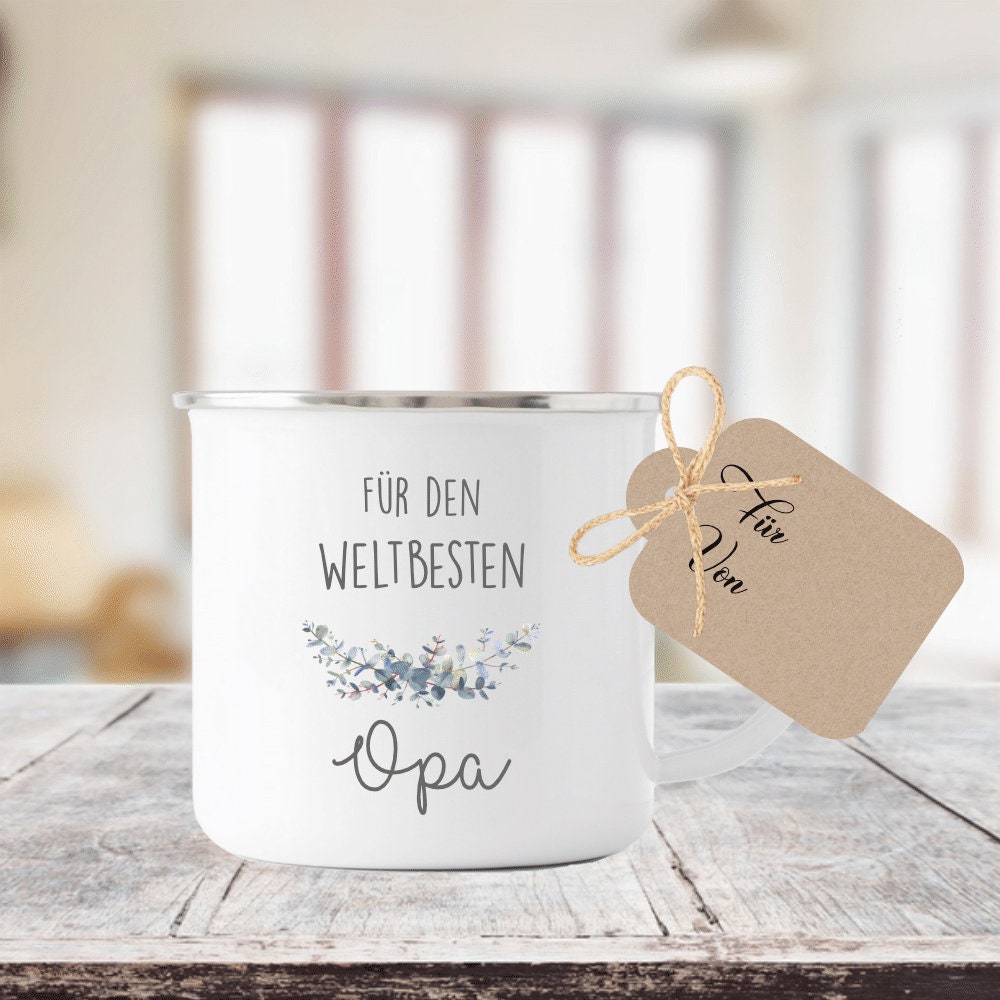 Tasse "Für den Weltbesten Opa" | Originelle Geschenkidee für Großväter | inkl. Geschenkanhänger zum Beschriften | 2 Motivvarianten zur Auswahl