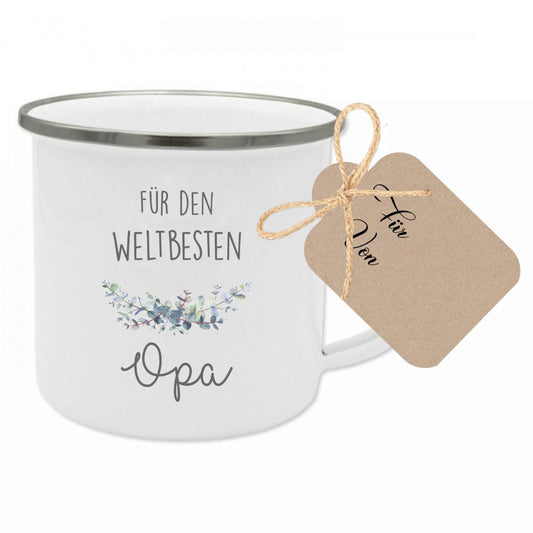 Tasse "Für den Weltbesten Opa" | Originelle Geschenkidee für Großväter | inkl. Geschenkanhänger zum Beschriften | 2 Motivvarianten zur Auswahl