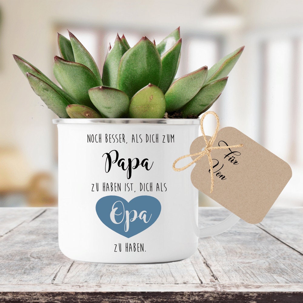 Tasse "Noch besser, als dich zum Papa zu haben ist, dich als Opa zu haben" | Tassengeschenk mit Spruch für Großväter | Geschenkidee mit Geschenkanhänger zum Beschriften