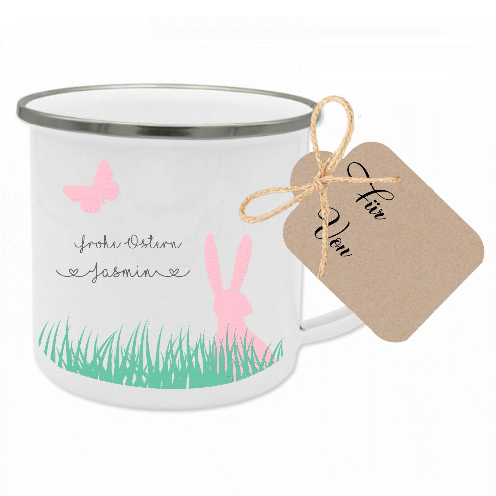 Tasse zu Ostern mit Osterhase und Namen personalisiert | Schöne Geschenkidee zum Osterfest | 3 Motivvarianten zur Auswahl