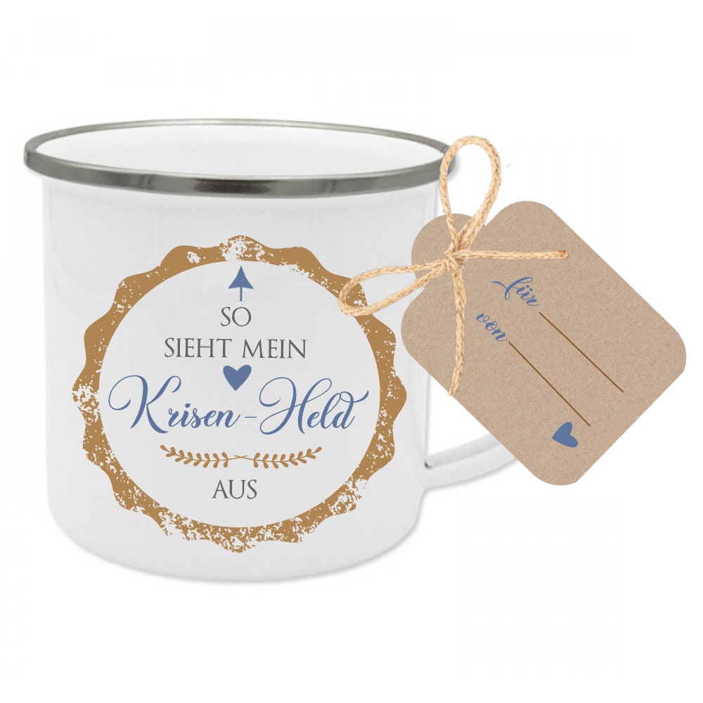 Tasse "So sieht meine Krisenheldin aus" | Schönes Geschenk u. wertschätzende Geschenkidee um Danke zu sagen | Dankeschöngeschenk für Sie u. Ihn, Helfer, Ärzte, Unterstützer | Tassengeschenk inkl. Geschenkanhänger | 2 Farbvarianten zur Auswahl