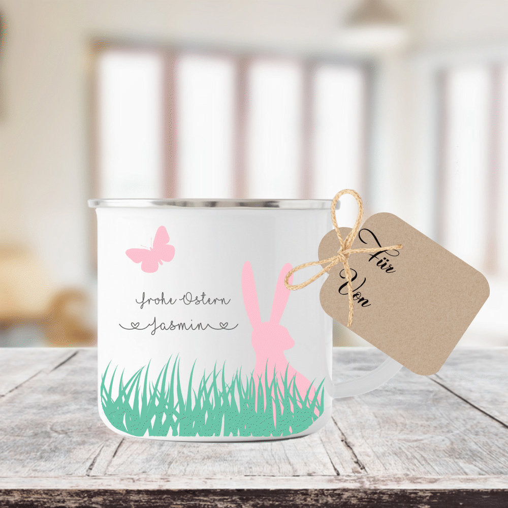 Personalisierte Tasse "Frohe Ostern" mit dem Namen | Originelle Geschenkidee zum Osterfest | Perfektes DIY Geschenk zum selber Gestalten | 3 Motivvarianten zur Auswahl