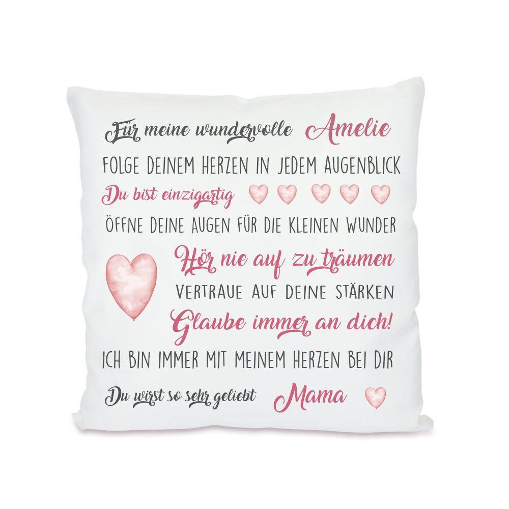 Kissen mit tollen Wünschen | Personalisiertes Geschenk u. persönliche Geschenkidee für Jungen, Mädchen u. Teenager | Perfektes Geschenk zur Prüfung, Jugendweihe uvm. | 4 Varianten zur Auswahl