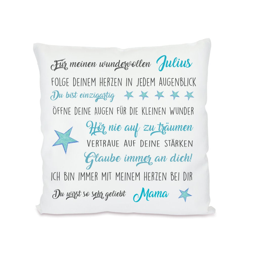 Kissen mit tollen Wünschen | Personalisiertes Geschenk u. persönliche Geschenkidee für Jungen, Mädchen u. Teenager | Perfektes Geschenk zur Prüfung, Jugendweihe uvm. | 4 Varianten zur Auswahl