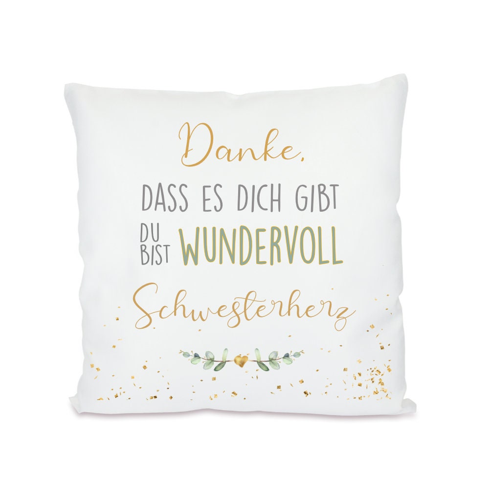 Kissen mit Spruch "Danke, dass es dich gibt" für die Mama | Persönliches Geschenk für Mütter | Besonderes Dankeschöngeschenk | 8 Motivvarianten zur Auswahl