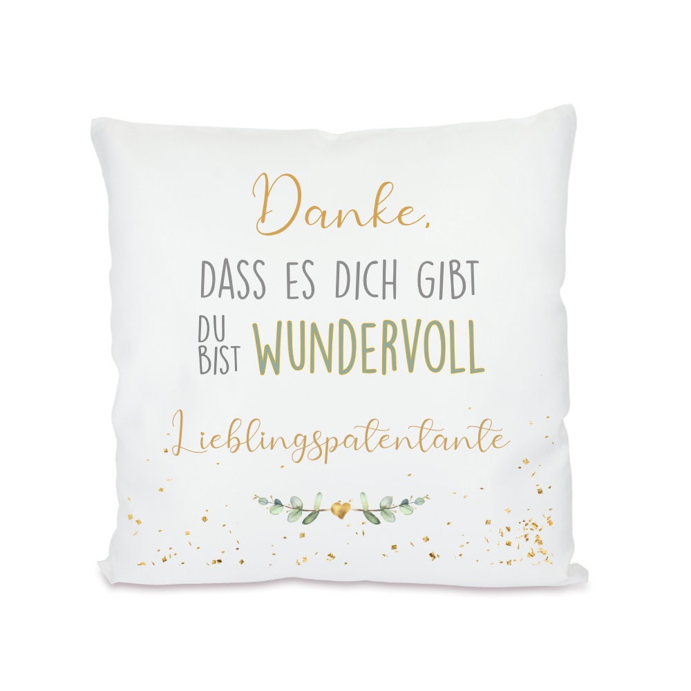 Kissen für die Lieblingspatentante | Besonderes Geschenk für die Patentante | Tolle Aufmerksamkeit | 8 Motivvarianten zur Auswahl